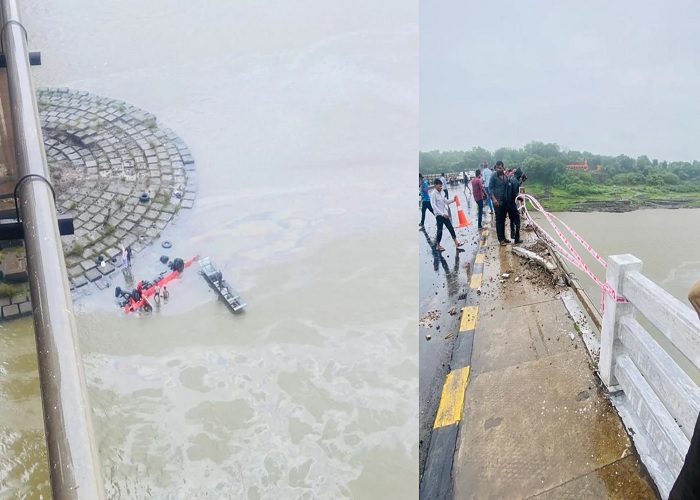 ਨਰਮਦਾ ਨਦੀ ’ਚ ਯਾਤਰੀਆਂ ਨਾਲ ਭਰੀ ਬੱਸ ਡਿਗਣ ਨਾਲ ਹੋਇ 12 ਲੋਕਾਂ ਦੀ ਮੌਤ।