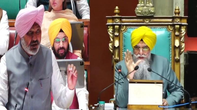 ਸੈਸ਼ਨ ਸ਼ੁਰੂ ਹੁੰਦਿਆਂ ਹੀ ਹੋਇਆ ਹੰਗਾਮਾ, ਹਰਪਾਲ ਚੀਮਾ ਦੀ ਵਿਰੋਧੀਆਂ ਨਾਲ ਹੋਈ ਤਿੱਖੀ ਬਹਿਸ ,ਵਿਰੋਧੀਆਂ ਨੇ ਵੀ ਕੀਤੀ ਨਾਅਰੇਬਾਜ਼ੀ। 