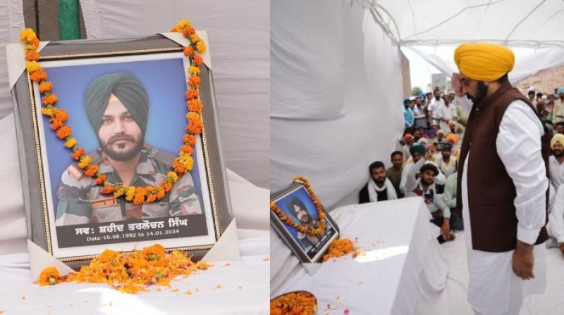 ਸ਼ਹੀਦ ਤਰਲੋਚਨ ਸਿੰਘ ਦੇ ਪਰਿਵਾਰ ਨਾਲ ਦੁੱਖ ਵੰਡਾਉਣ ਪੁੱਜੇ CM ਭਗਵੰਤ ਮਾਨ ,ਵਿੱਤੀ ਸਹਾਇਤਾ ਵਜੋਂ ਸੌਂਪਿਆ 1 ਕਰੋੜ ਰੁਪਏ ਦਾ ਚੈੱਕ