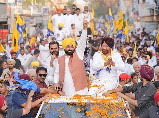 ਫ਼ਿਰੋਜ਼ਪੁਰ ਤੋਂ ਆਪ ਉਮੀਦਵਾਰ ਕਾਕਾ ਬਰਾੜ ਨਾਲ ਮੁੱਖ ਮੰਤਰੀ ਭਗਵੰਤ ਮਾਨ ਨੇ ਮਲੋਟ, ਫ਼ਾਜ਼ਿਲਕਾ ਅਤੇ ਜਲਾਲਾਬਾਦ ਵਿੱਚ ਕੀਤਾ ਵੱਡਾ ਰੋਡ ਸ਼ੋਅ